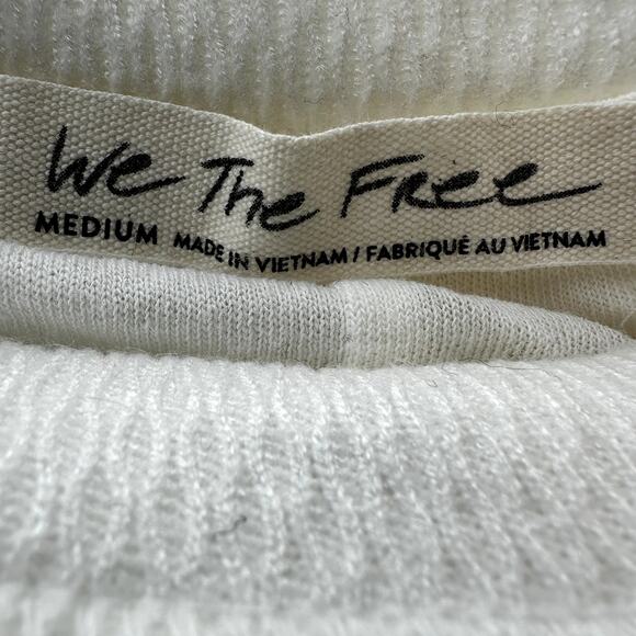 Free People We The Free Cuddle Bubble Blouse Crop Pointelle Raw Edge White M - Picture 3 of 6